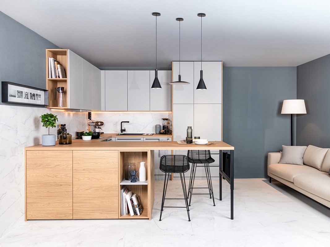 Küche Amica Manhattan Grau Eiche Nordic